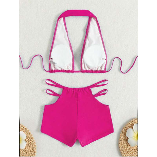 Damen Sport-Bikini mit hohem Bund und verstellbaren Trägern EB