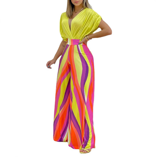 Damen Weit geschnittene Sommerhose mit floralem Design EB