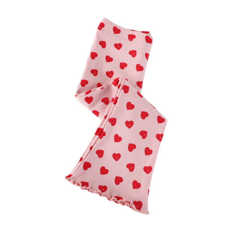 Mädchen Schlagleggings mit fröhlichem Herz-Design EB