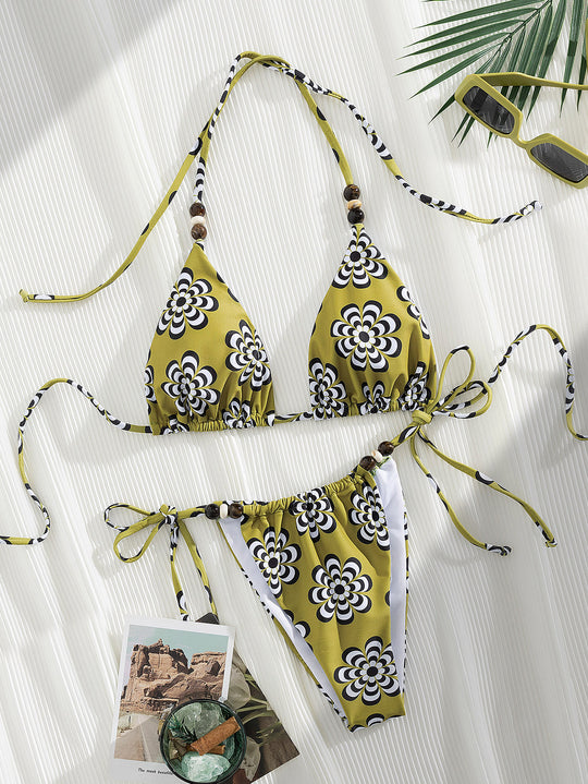 Damen Triangel-Bikini mit verspielten Bindebändern EB