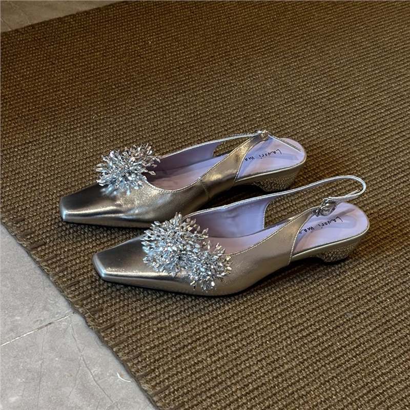 Damen Slingback Pumps mit funkelnden Kristallen EB