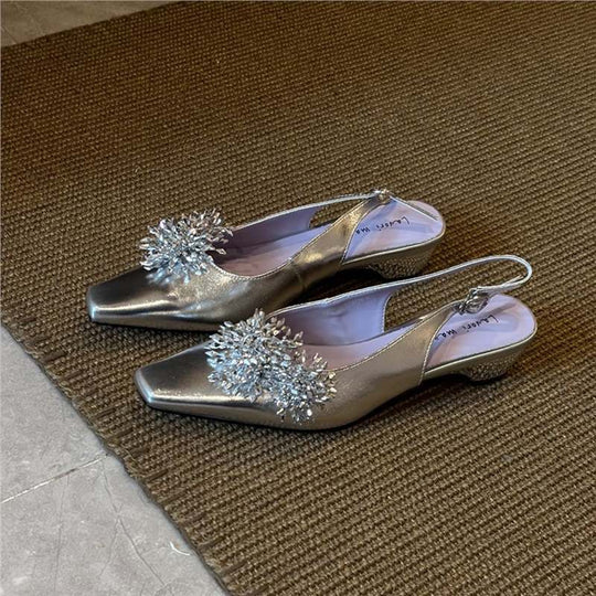 Damen Slingback Pumps mit funkelnden Kristallen EB