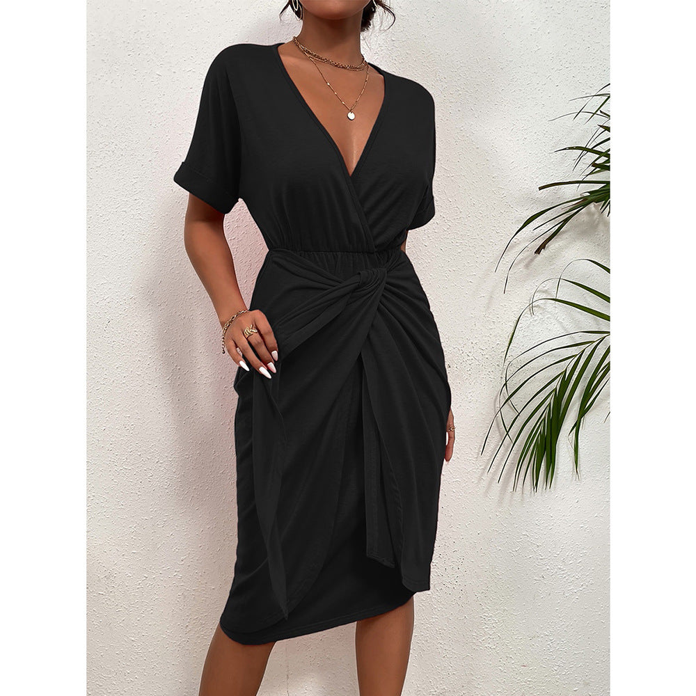 Damen Wickelkleid mit elegantem V-Ausschnitt und Vielzahl an Stylingmöglichkeiten EB