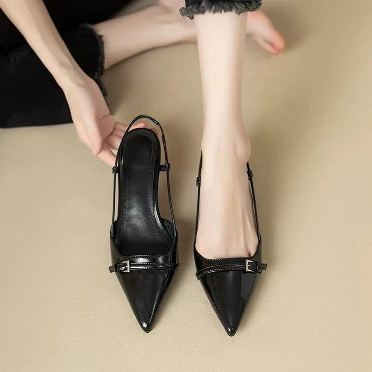 Damen Elegante Slingback-Ballerinas mit spitzem Zehenbereich und verstellbarem Riemen EB