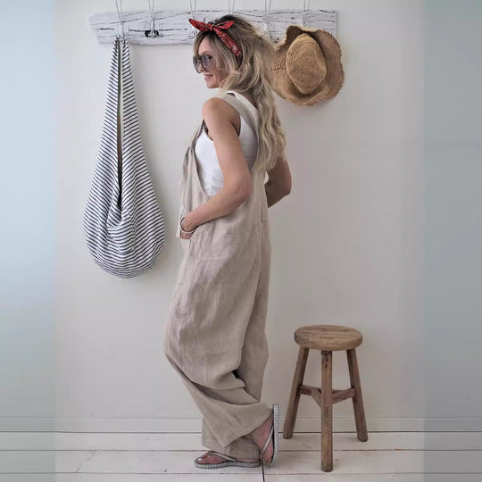 Damen Jumpsuit mit praktischen Taschen und verstellbaren Trägern EB