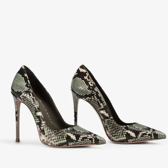Femme Spitz-Zehen High-Heeled Python-Print Pumps EB