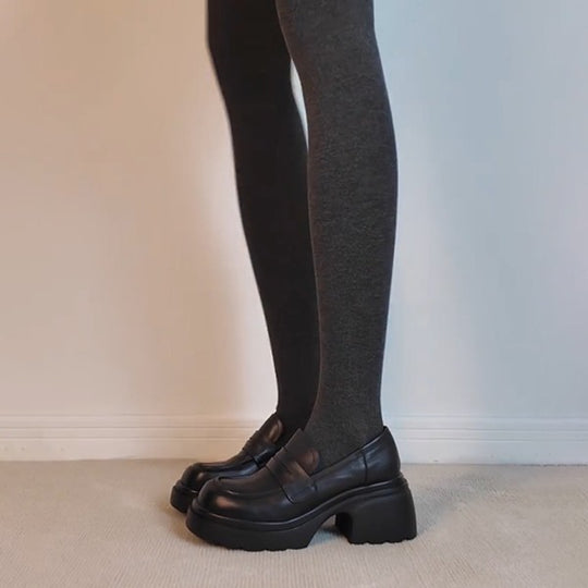 Damen modische Plateau-Schuhe mit klassischem Schnallenabschluß und robustem Blockabsatz EB