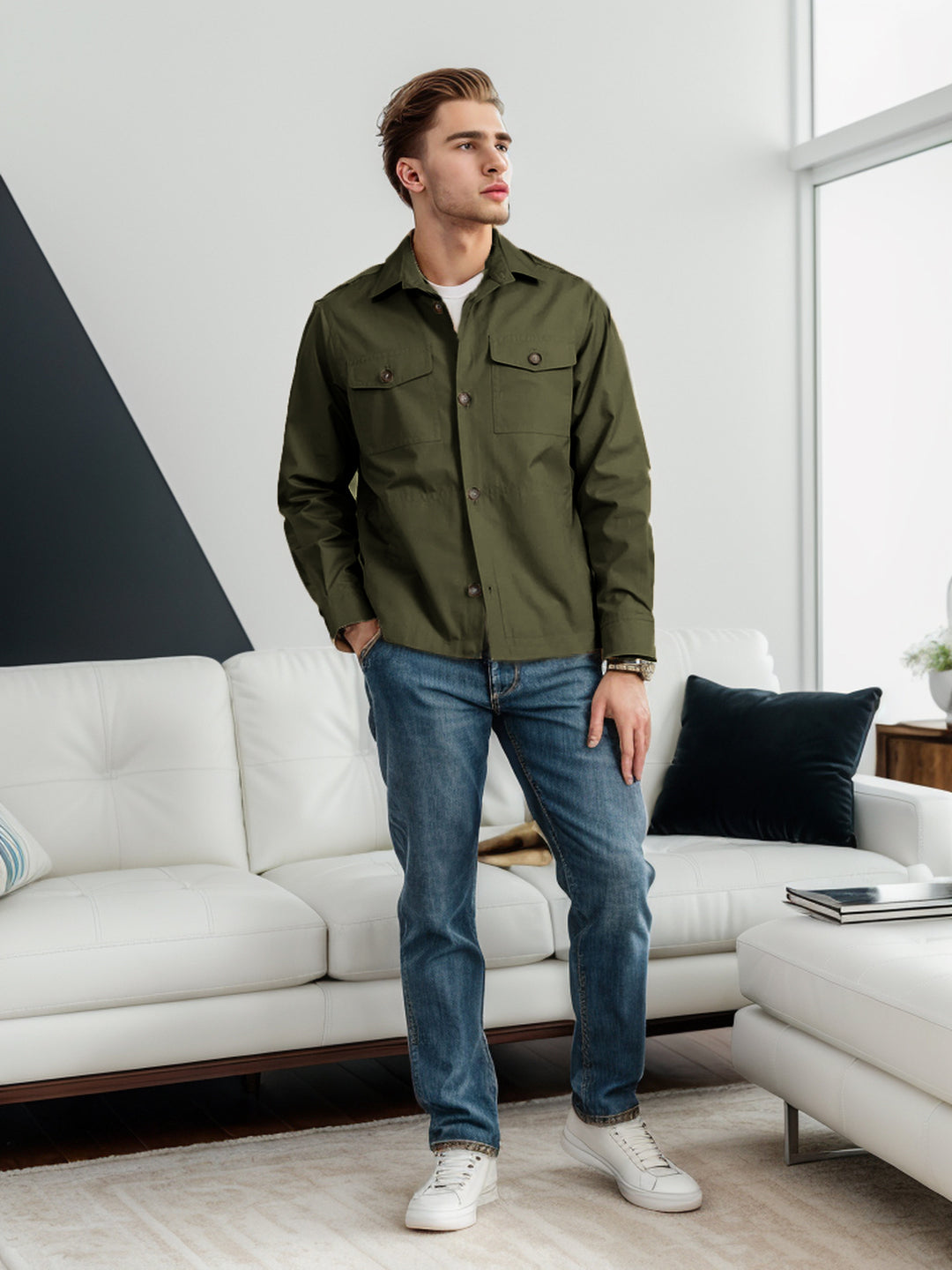 Herren modische leichtgewichtige Chore-Jacke mit praktischen Taschen EB