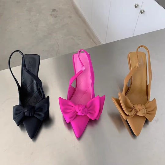 Damen Slingback Pumps mit verspieltem Schleifendesign EB