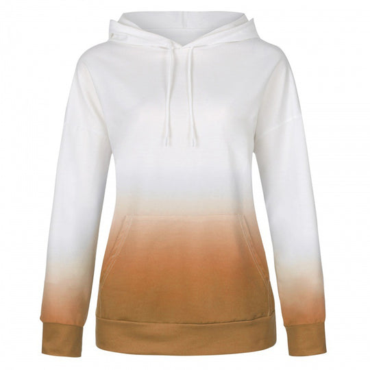 Damen Oversize Kapuzenpullover mit Dip-Dye Farbverlauf und Kängurutasche EB