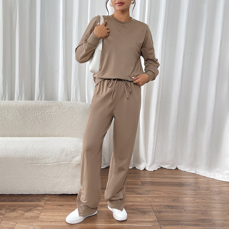 Damen sportliches Sweatshirt- und Jogginghose-Set mit elastischem Bund EB