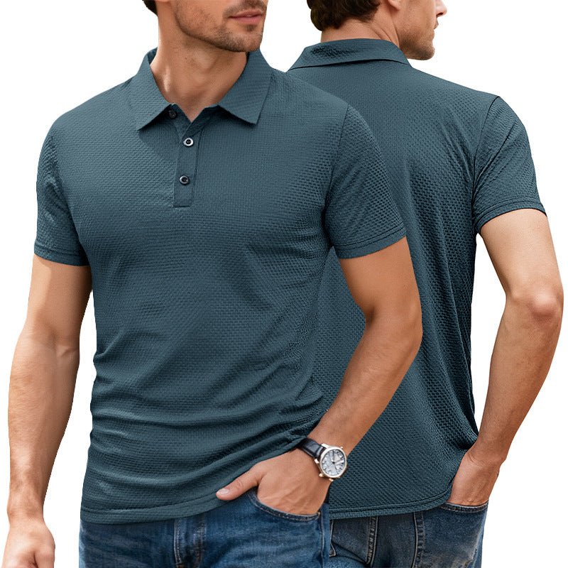 Herren nan strukturiertes Mikrojacquard-Poloshirt mit schlanker Passform und elastischem Komfortstretch EB