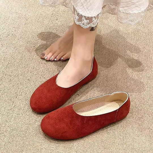Damen flache Ballerinas aus hochwertigem Veloursleder EB
