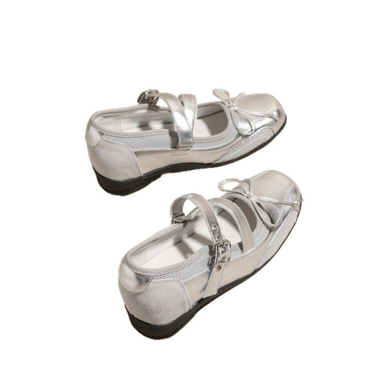 Damen Bequeme Mary-Jane-Ballerinas mit verstellbarem Schnallenriemen und rutschfester Gummisohle EB