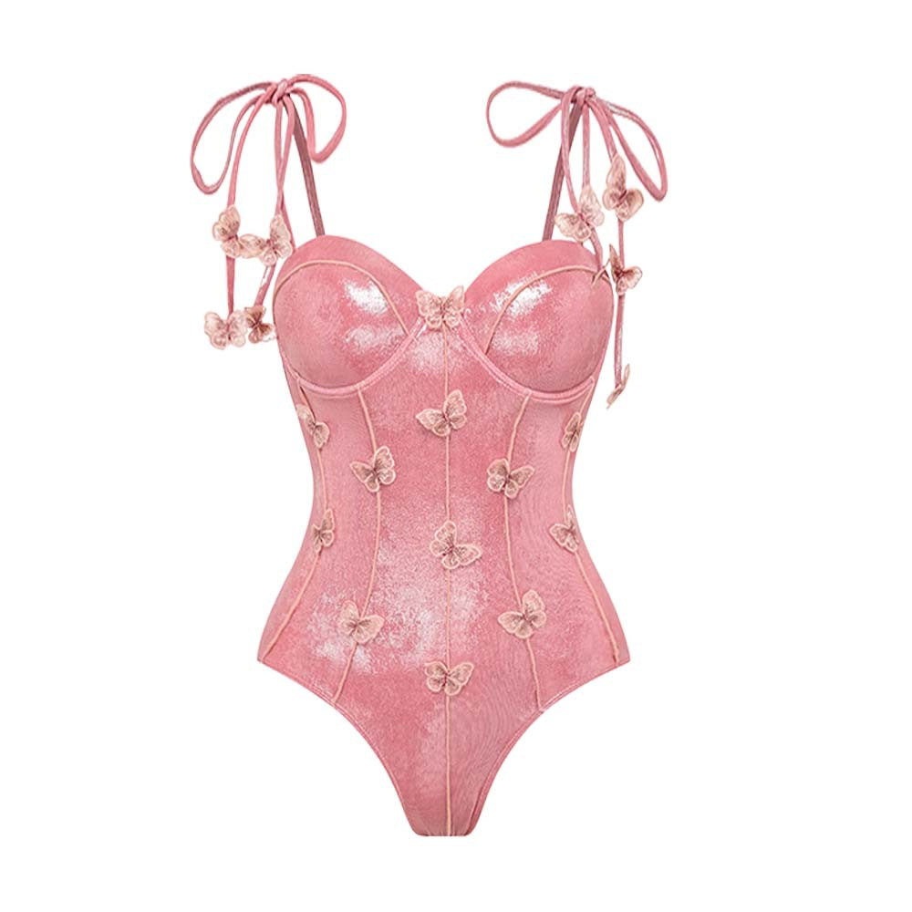 Damen Luxuriöser Schwimmanzug mit schulterfreien Rüschenträgern und passendem Maxirock EB