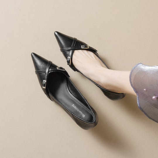 Damen schicke Pumps mit spitzem Zehenbereich und modischer Schnallenakzent EB