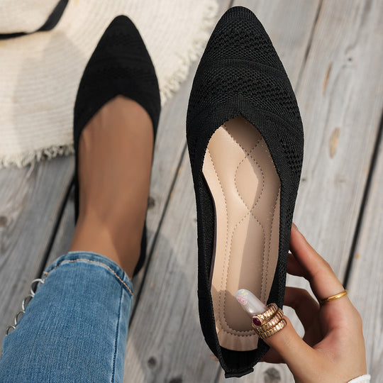 Damen elegante Ballerinas mit atmungsaktivem Strickdesign EB