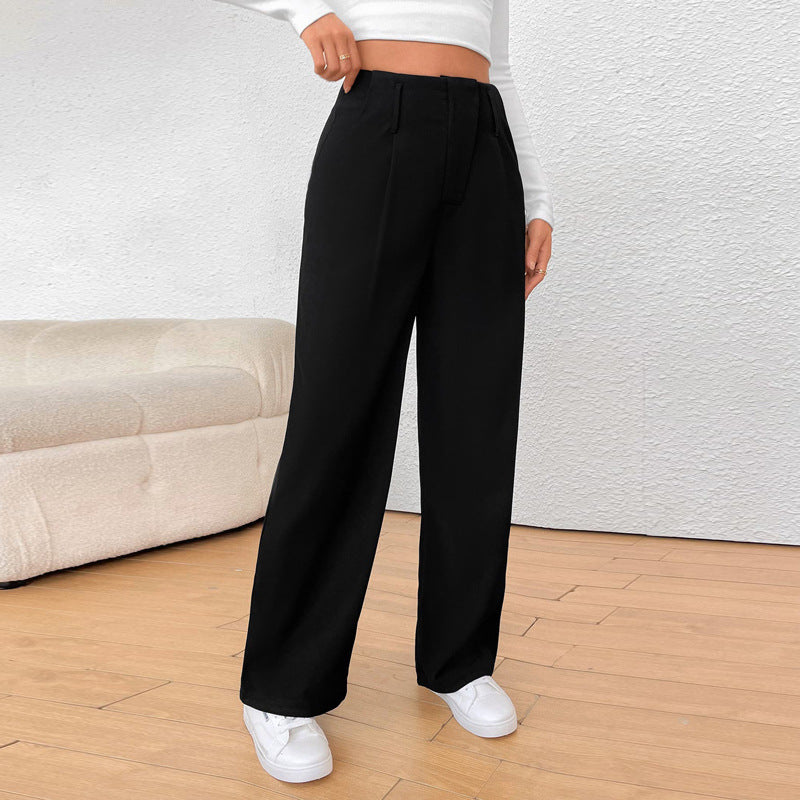 Damen Hochtaillierte weite Stoffhose EB