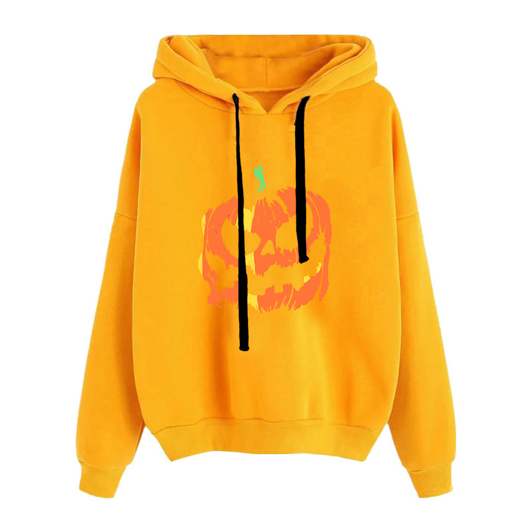 Damen nan lässiger Oversize Kapuzenpullover mit Herz‑und‑Pfotenprint, Kordelzug und gerippten Bündchen EB
