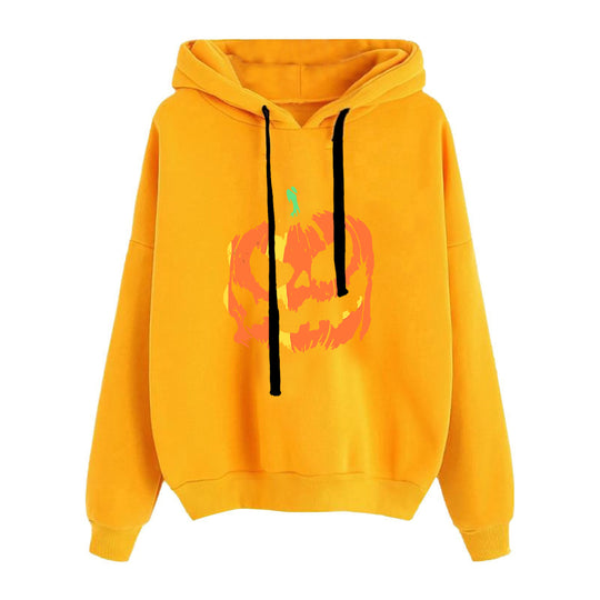 Damen nan lässiger Oversize Kapuzenpullover mit Herz‑und‑Pfotenprint, Kordelzug und gerippten Bündchen EB
