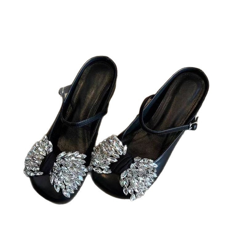 Damen elegante Slingback-Pantoletten mit funkelnden Strassdetails EB
