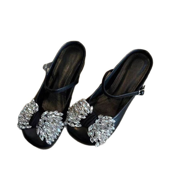 Damen elegante Slingback-Pantoletten mit funkelnden Strassdetails EB