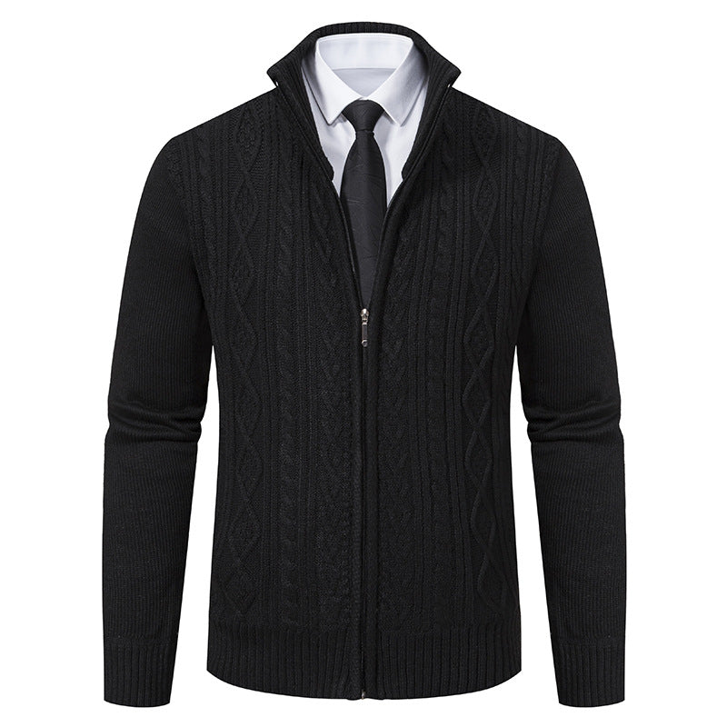 Herren Strickjacke mit hohem Kragen und Reißverschluss EB