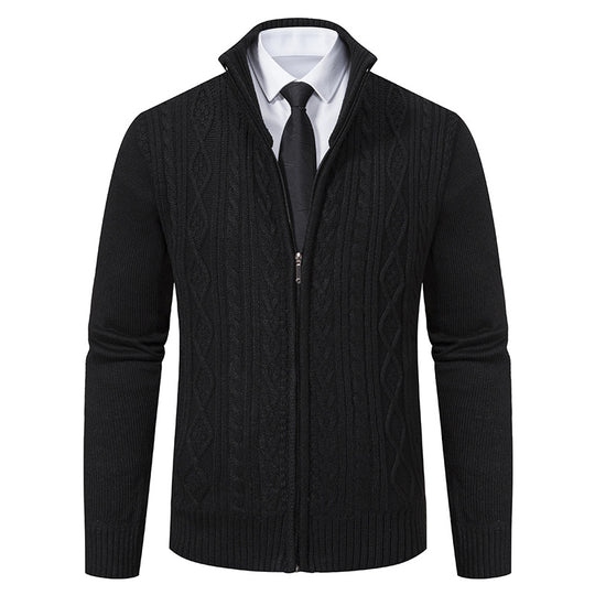 Herren Strickjacke mit hohem Kragen und Reißverschluss EB