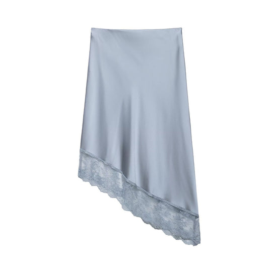 Damen eleganter Satinrock mit zarter Spitzenverzierung EB