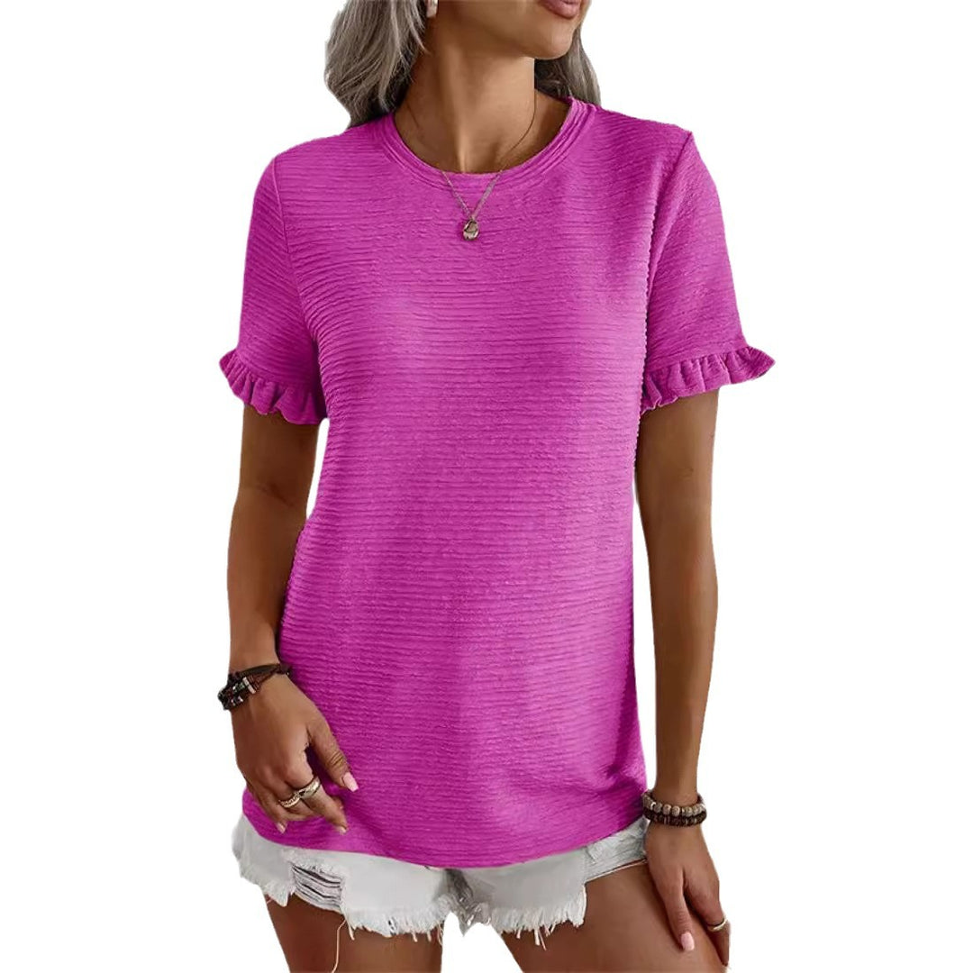 Damen Trendiges T-Shirt mit Rüschendetails und strukturierter Oberfläche EB