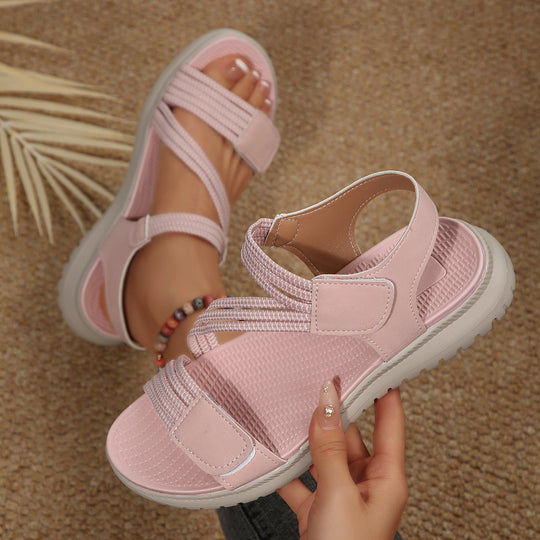 Damen Bequeme Sport-Sandalen mit elastischen Riemen und rutschfester Laufsohle EB