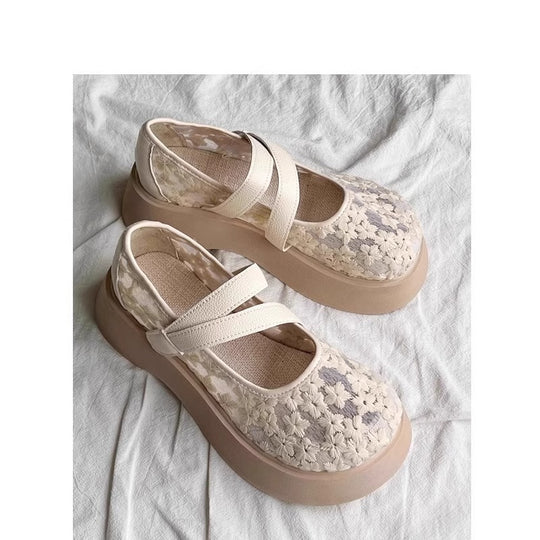Damen modische Ballerinas mit floralem Design und dämpfender Sohle EB