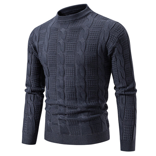 Herren Hochwertiger Grobstrickpullover mit Stehkragen und dekorativem Muster EB