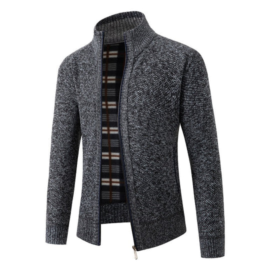 Herren Strickjacke mit strukturiertem Design und hohem Kragen EB