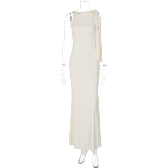 Damen Elegantes Maxikleid mit asymmetrischen Trägerdetails EB