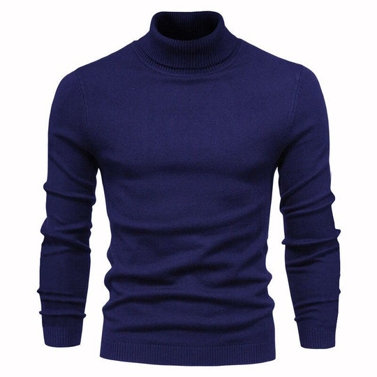 Herren nan schmal geschnittener Rollkragenpullover aus Merino-Baumwollmix mit hohem Kragen EB