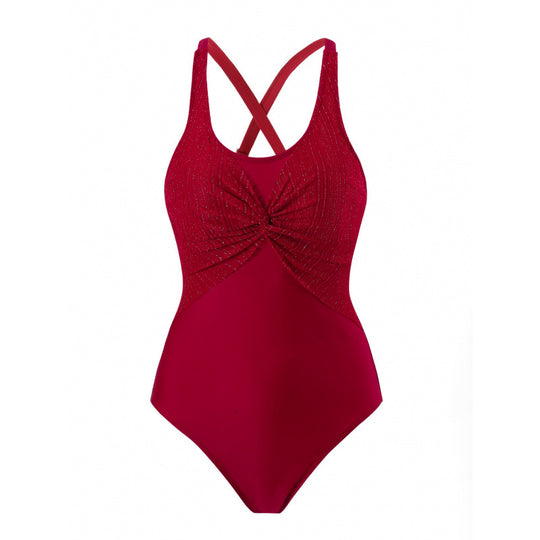 Damen Einteiler Badeanzug mit elegantem Wickeldesign EB