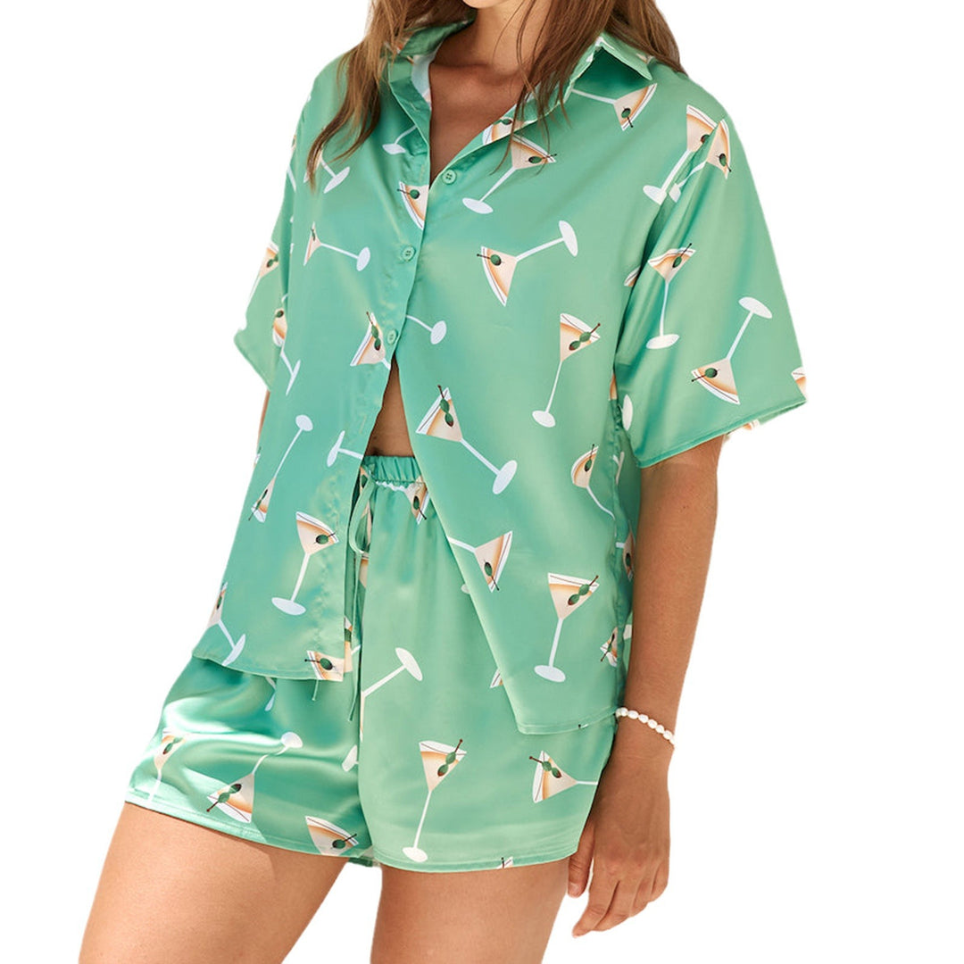 Damen Schlafanzug mit trendy Cocktail-Motiv EB