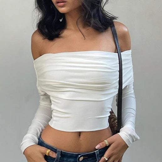 Damen Off-Shoulder Oberteil mit gerafften Details EB