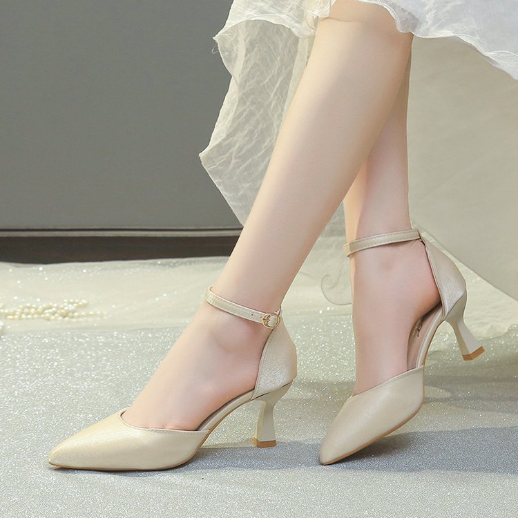 Damen elegante High Heel Pumps mit schmalem Riemen EB