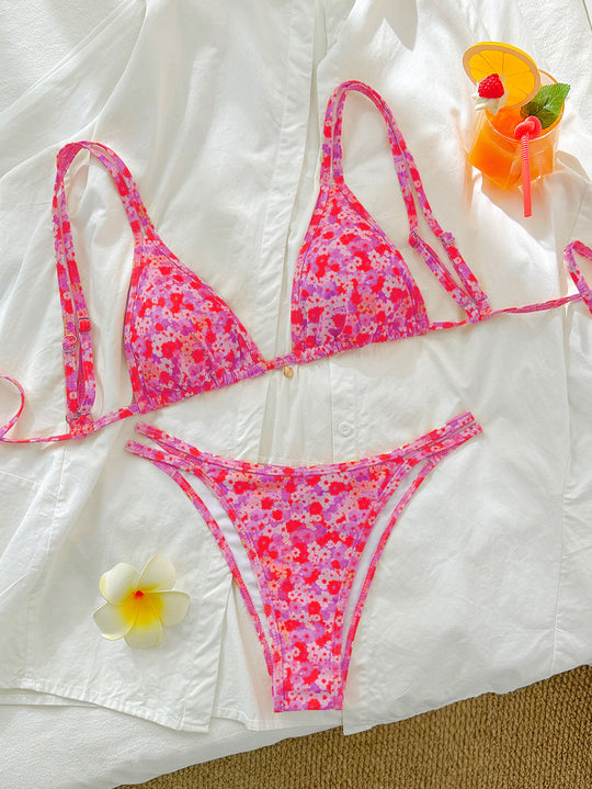 Damen Triangel-Bikini mit floralen Mustern EB