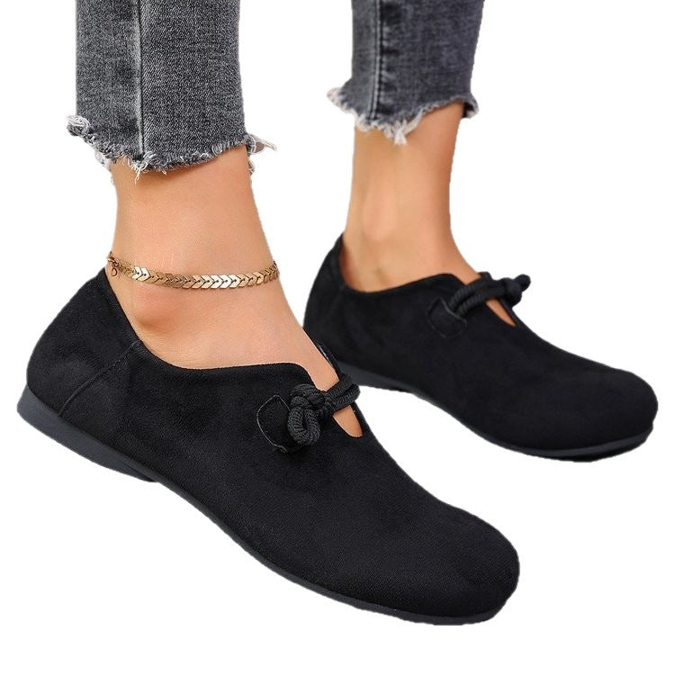 Damen nan geschlossene Kuschel-Pantolette aus Veloursimitat mit dekorativer Kordelschleife und gepolstertem Memory-Fußbett EB