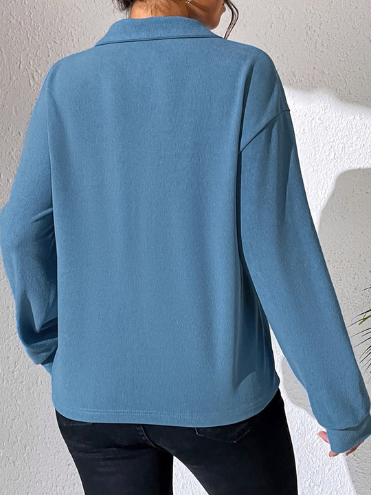 Damen modischer Pullover mit Reißverschluss und langem Arm EB