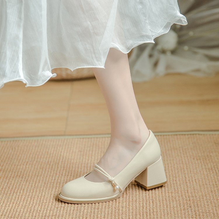 Damen elegante Blockabsatz Pumps mit modischer Schnallenverzierung EB