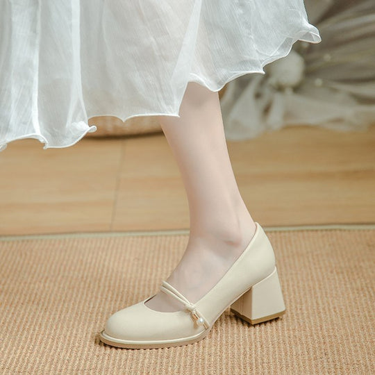 Damen elegante Blockabsatz Pumps mit modischer Schnallenverzierung EB