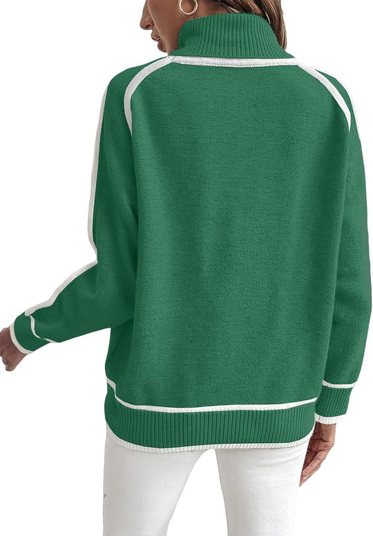 Damen Übergroße Strickpullover mit Stehkragen EB