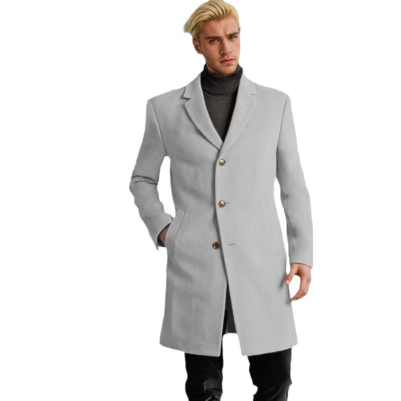 Herren eleganter Langmantel mit goldenen Knöpfen und klassischem Schnitt EB