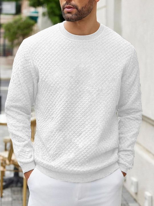 Herren nan gesteppter Sweatpullover mit Rautensteppung, geripptem Kragen und komfortablem Regular Fit EB