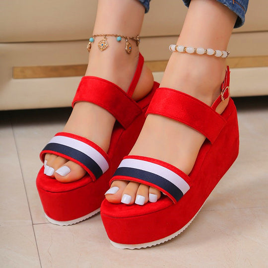 Damen Plattform-Sandalen mit modischem Riemchen-Design EB