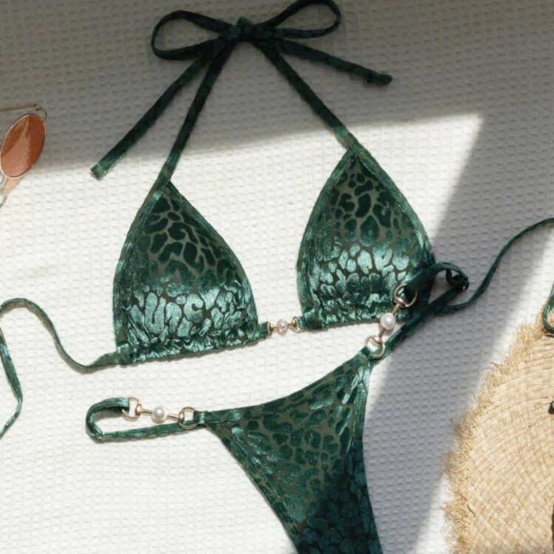 Damen Triangel-Bikini mit dekorativen Akzenten und raffiniertem Schnitt EB
